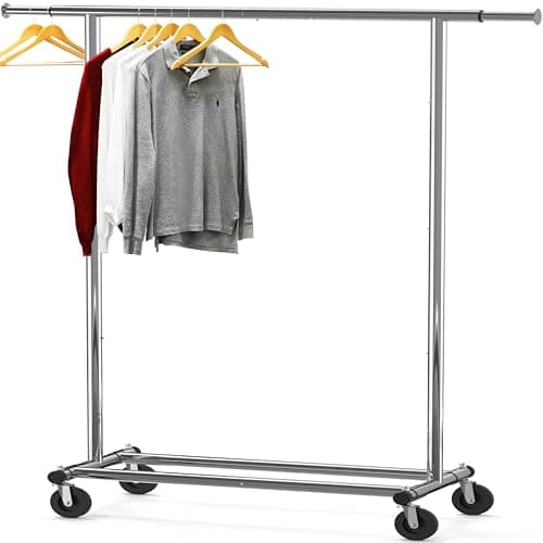 Simple Houseware Heavy Duty Clothing Garment Rack, Holds Up to 150 lbs, 42 to 67 Inches Extendable Rod, Chrome