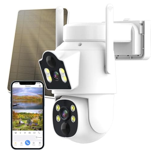 Solar Security Cameras Wireless Outdoor Dual Lens 4MP 2.4G&5G 360° PTZ,Solar Powered Wireless Home Security Camera,PIR Alarm Motion Detection,Color Night Vision,2-Way Audio,WiFi,IP66,No Subscription