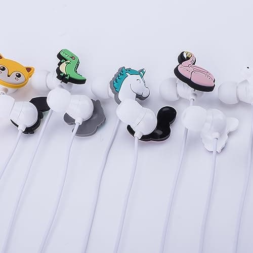 QearFun Cartoon Silicone Earbuds for Kids,Different Pattern 6pcs,Kawakii Wired Earbud & in-Ear Headphones Personality Gift for School Girls and Boys with Microphone & 3.5mm Jack（Animal） 5