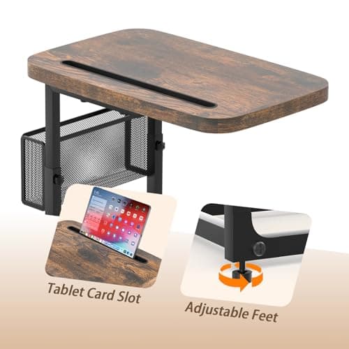 High-Grade Stability TV Tray Table with Large Tabletop, Adjustable Couch Table with Storage Baskets, Strong Metal Frame, Tv Dinner Tray Table for TV Watching, Meals, Snacks, and Tablet Use (Brown) 5