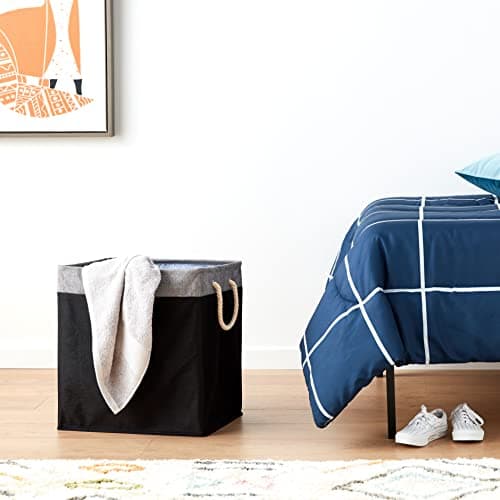 Amazon Basics Foldable Fabric Rectangular Laundry Hamper with Detachable Brackets, Large, Black 7