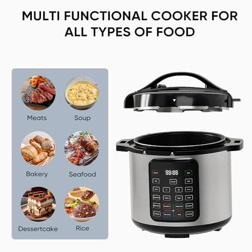 NEWBULIG 8 Quart Electric Pressure Cooker, Stainless Steel Multi Cooker Pressure, 12-in-1 Slow Cooker for Rice, Meat Stew, Porridge, Multigrain, Steam, Yogurt Maker 6