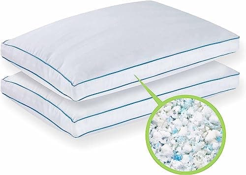 Purelux Twin Pack Pack of 2 Shredded Memory Foam Cluster | Gel Memory Foam Cluster Pillows | Pressure Relief | 20 X 28 x 5 inches (2 Pack)