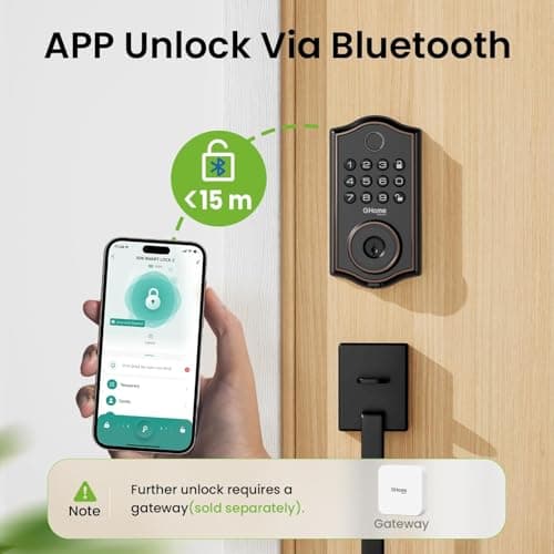 GHome Smart KD30B Deadbolt Lock with Keypad Fingerprint Keyless Entry Door Locks for Front Doors with APP Control Auto Lock for Home Rental House Apartment 5