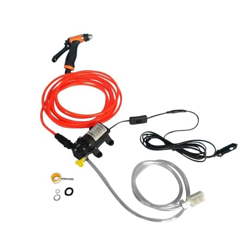 12V Portable Universal Car Washer Gun High Pressure Car Cleaner Electric Water Pump Kit Black