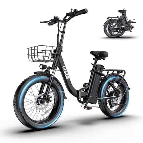 GOKEEP 1300W Folding Electric Bike, 75 Miles PAS Range, 52V 13Ah Removable Battery, 20" Fat Tire & Front Suspension Electric Bicycles, 20MPH 7-Speed Commuter Ebike, Max 330LBS, UL2849 Certified, Black