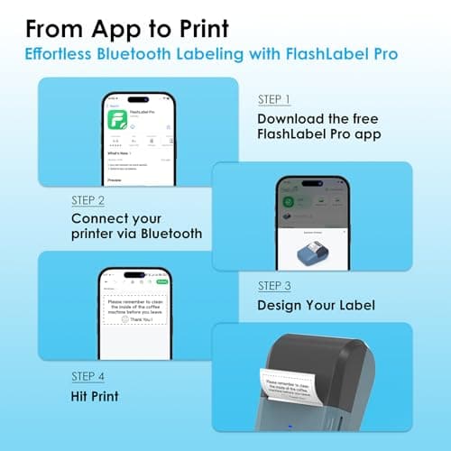 KNAON Bluetooth Label Maker Machine with Tape, Y50P Portable Thermal Sticker Maker for Home Office, Small Bussiness & School – Logo Stickers Printer – Includes 230 Labels, Black 5