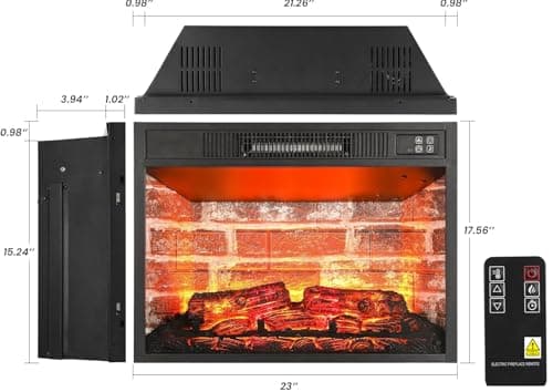 Naice 44" Electric Fireplace Mantel, Farmhouse TV Stand with Electric Fireplace Heater, Stacked Stone Surround and Remote Control 3D Realistic Flame, White Fireplace for Living Room Bedroom 9