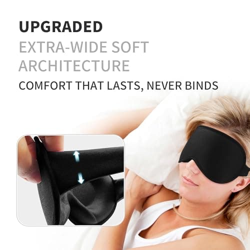 3D Sleep Mask for Men Women 2 Pack, Blackout Eye Mask for Sleeping Eye Mask for Side Sleeper, Memory Foam Adjustable&Washable, Airplane Travel Essentials Couples Yoga Meditation Office Black & Black 6