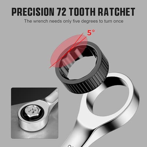 GRENPRO Ratcheting Wrench Set, Combination Wrench Set, 22-Piece SAE & Metric and Standard, 72Th Long Open End, 1/4" to 3/4" & 6-18mm, Organizer With Roll Up Pouch, CR-V Socket Mechanic Hand Tools Sets 5