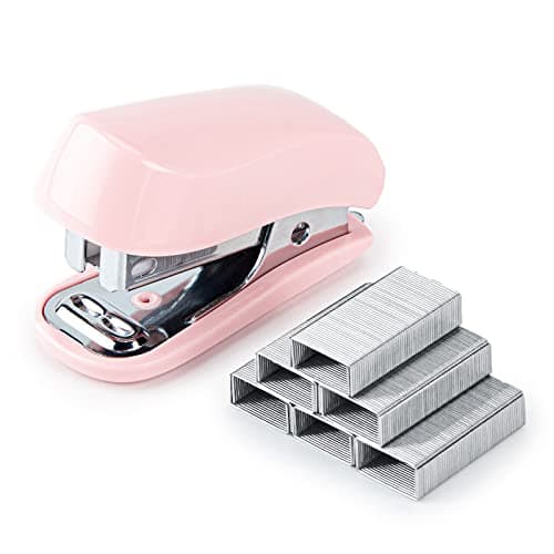 Deli Stapler, 20-50 Sheets Capacity with Staples and Staple Remover Set, Desk Stapler Office Staplers (Pink, 20 Sheet)