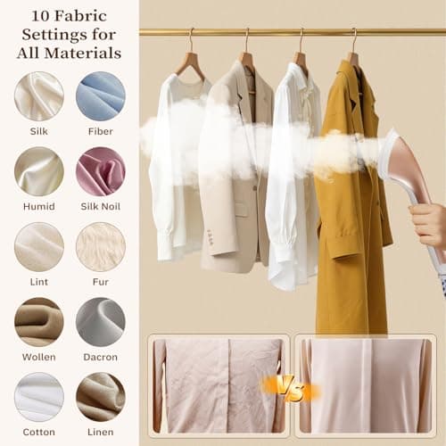 HAPAIS Steamer for Clothes,1800W Standing Garment Steamer with 30s Fast Heat,2L Tank for 1 Hour,Professional Clothes Steamers for 10 Fabric Modes,2-in-1 Flat & Hanging Ironing 5