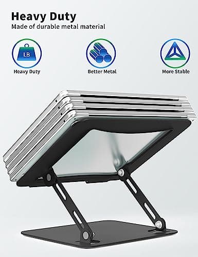 SOUNDANCE Laptop Stand for Desk, Portable Adjustable Laptop Riser, Ergonomic Design Computer Holder, Metal Laptop Mount Elevator Compatible with 10 to 15.6 Inches PC Computer, Black 5