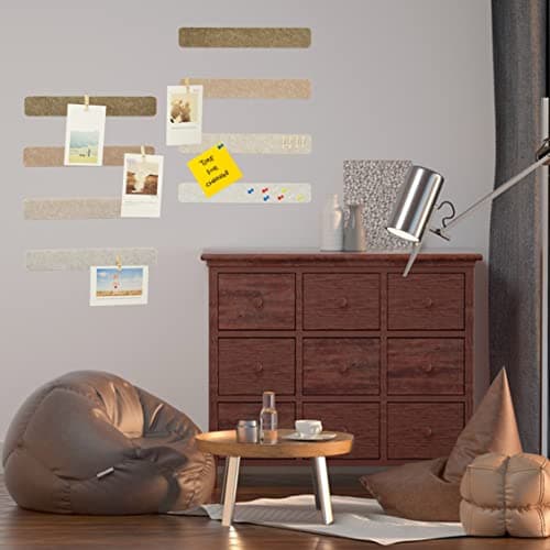 YOUDEFUL 8Pcs Bulletin Board Strips, Camel-Brown Felt Pin Board Bar Strips with 50 Pushpins, Self-Adhesive Felt Cork Board Strips for Wall to Display Your Notes, Photos, Schedules, Announcements 5