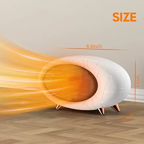 PRSOOY Desk Heater,600W Energy Efficient Small Desk heater for Indoor Use,PTC Fast Heating Ceramic Space Heater for Bedroom Home Office Indoor Use(White) 6