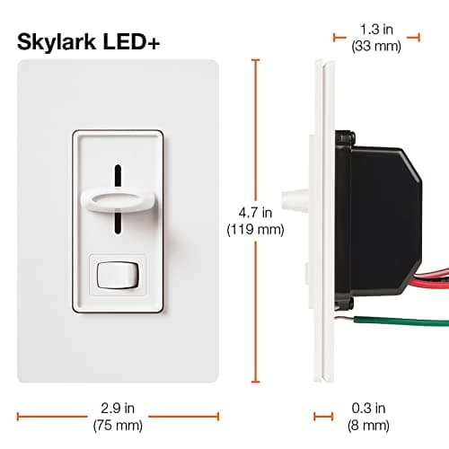 Lutron Skylark LED+ Dimmer Switch for Dimmable LED, Lutron Dimmer Switch For Halogen and Incandescent Bulbs, 150W/Single-Pole or 3-Way, SCL-153P-WH, White 8