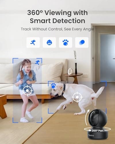 REOLINK E1 Pro(Black) 3K PT Wi-Fi Indoor Camera for Baby & Pet Monitoring, Auto Tracking, 5MP Night Vision Enhanced by F1.6 Aperture, Person/Pet/Baby Crying Detection, 2.4/5GHz Wi-Fi, Two-Way Audio 5