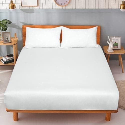 ROYALE LINENS 300 Thread Count 100% Long Staple Combed Cotton Fitted Sheet Twin XL - Super Soft Deep Pocket Bottom Sheet - Fitted Sheets Only - Elastic Sheets (Twin XL, White) 9
