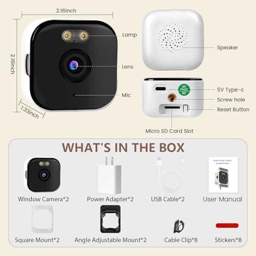 3MP 2K Window Camera, 2.4GHz & 5GHz WiFi Indoor Cameras for Home Security with Full Color Night Vision, Dual-Angle Mount, AI Person & Motion Detection, 24/7 Recording, 2-Way Audio, Real-Time Alerts 7