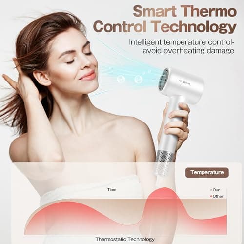 Labiim Hair Dryer, High-Speed Ionic Low Noise Blow Dryer with Brushless Motor for Fast Drying, Thermo-Control Quiet Compact Hair Blow Dryer 5
