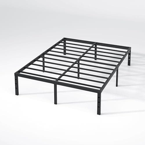 NEW JETO Metal Bed Frame,Full Size Bed Frame with Storage Space,Heavy Duty Sturdy Mattress Foundation,Easy Assembly,No Box Spring Needed, Black,14 Inch,Full 9
