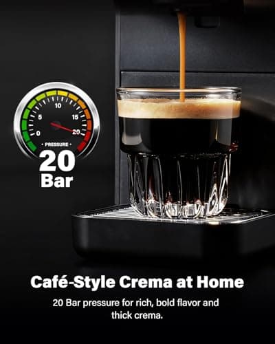 KIDISLE 20 Bar Espresso Machine, Compatible with Nespresso Original & Dolce Gusto Capsules, Ground Coffee & ESE Pods, 47.3oz Tank, One-Touch Boil, Smart Controls, Drip Tray & Storage 3