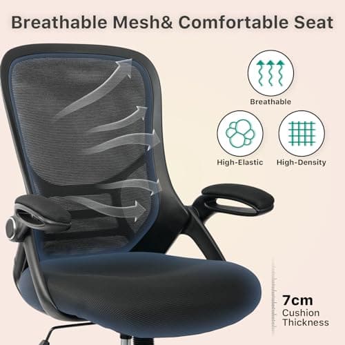 HYLONE Drafting Chair Tall Office Chair High-Back Mesh Standing Desk Stool with Adjustable Footrest Ring and Flip-Up Arms (Black) 7