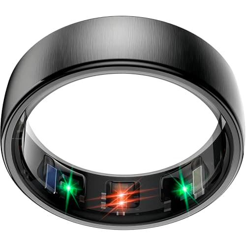 EOGBM Smart Health Ring Sleep Health Tracker for Women Men with Heart Rate, Blood Oxygen, Sleep Monitor, Steps,Calories, 5ATM Waterproof for iPhone/Android, No Subscription Fee(Black, 11#)