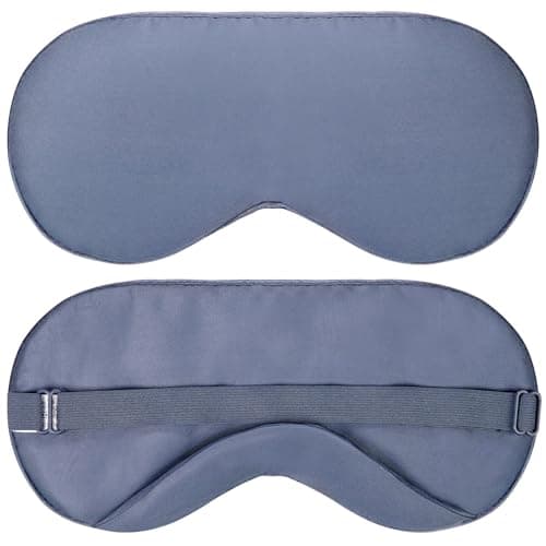 Vegan Silk - Sleep Mask - Navy Gray, 100% Viscose Derived from Bamboo - Lightweight Eye Mask with Adjustable Strap - Blackout Sleeping Blindfold for Women & Men - Comfortable Light Blocking Eye Cover