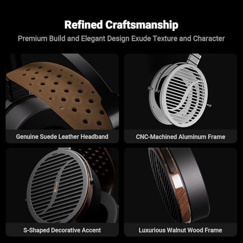 Fosi Audio i5 Open-Back Planar Magnetic Headphones with 97mm Ultra-Large Diaphragm, CNC Metal & Walnut Wood, Audiophile Wired Studio Headphones for Multi-Source Devices 5