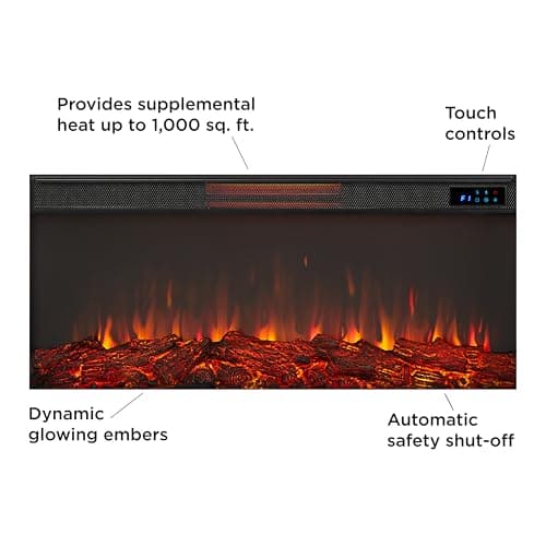 Real Flame Alcott 75” Electric Fireplace with Mantel for Living Room or Bedroom, Replaceable Fireplace Insert Heater, Realistic Log and Flame Effect, Remote Control, Timer 8