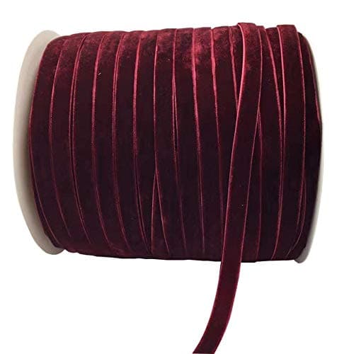 10 Yards Burgundy Velvet Ribbon Spool (Wine, 3/8")