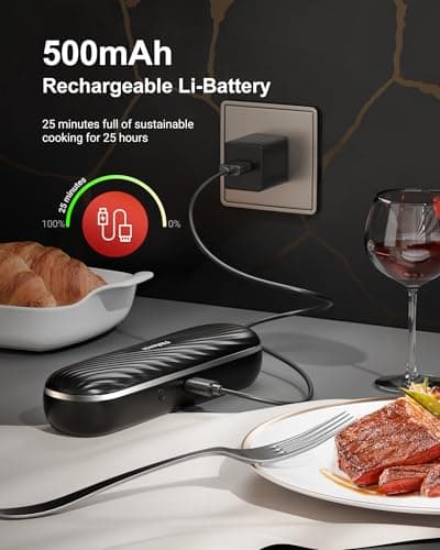 Bluetooth Meat Thermometer Wireless Probe for Smoker 500ft, Fitflavor Digital Grill Meat Thermometer Wireless for Grilling BBQ Cooking Oven, Rechargeable Batterry, IP67 Waterproof 6