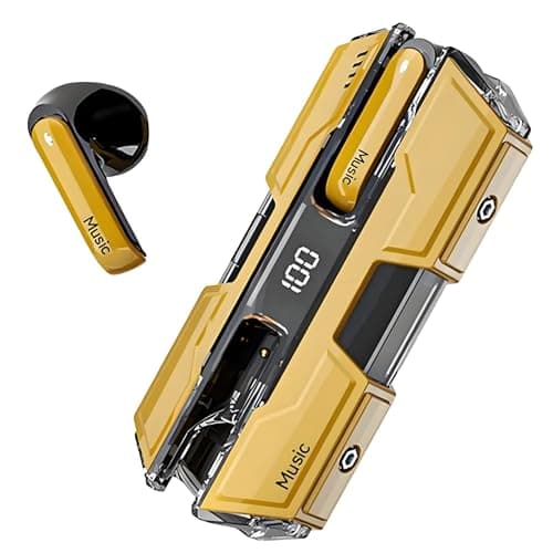 Semi-in-Ear Wireless Headset, 2025 New ANC/ENC Noise Cancelling Headphones for iOS & Android, Stereo Wireless Earbuds Bluetooth Headphones, IPX7 Waterproof, Long Battery Life, Touch Controls (Yellow)