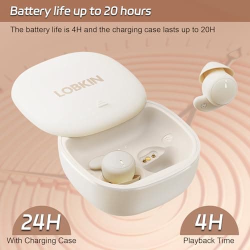 LOBKIN Sleep Earbuds,Wireless Bluetooth 6.0 Noise Blocking Sleeping Headphones,Sleep Earphones for Side Sleepers in Ear Soft Mini Invisible Buds Comfort Fit for Sleeping Working 6