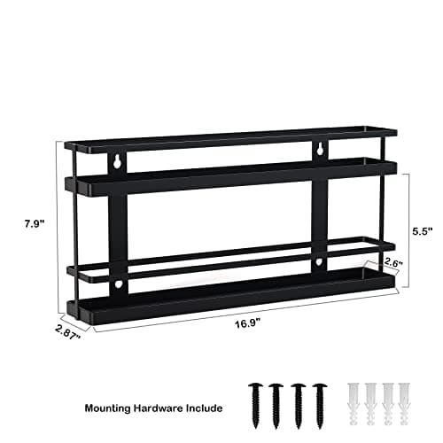 New England Stories Spice Rack Organizer with 18 Empty Square Spice Jars, 386 Spice Labels with Chalk Marker and Funnel Complete Set, for Countertop, Wall Mount or Cabinet Pantry Door, Black 6