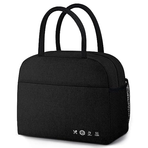 DALINDA Lunch Bag Lunch Box for Women Men Reusable Insulated Lunch Bags,Water-Resistant Cute Cooler Lunch Tote Bag, Large Capacity for Work Travel Picnic,Black 8
