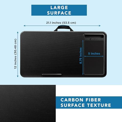 LAPGEAR Home Office Lap Desk with Device Ledge, Mouse Pad, and Phone Holder - Black Carbon - Fits up to 15.6 Inch Laptops - Style No. 91588 5