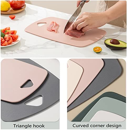 Cutting Boards for Kitchen,Plastic Cutting Board Set of 3, Thick Chopping Boards for Meat, Veggies, Fruits, with Easy Grip Handle,Dishwasher Safe (Pink, 3Pcs) 6