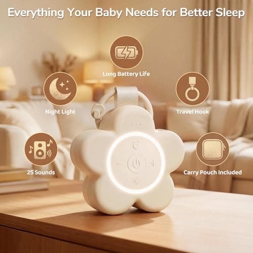 2025 Mom's Choice Awards | Portable White Noise Sound Machine Baby | 25 Soothing Sounds | Rechargeable Travel Sound Machine with Night Light | Newborn Essentials | Nursery Shower Gift, Home, Sleep Aid 6