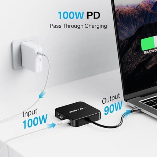 ACASIS USB C Hub 10Gbps, 6-in-1 Multiport Adapter with 4K 60Hz HDMI, 100W Power Delivery, USB A3.2 Data Port, USB C to HDMI Adapter for MacBook, Dell, Lenovo, Surface, iPad PRO, XPS(Black) 5