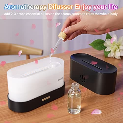 Colorful Flame Air Aroma Diffuser Humidifier, Upgraded 7 Flame Colors Noiseless Essential Oil Diffuser for Home,Office,Yoga with Auto-Off Protection 180mL (8Hours Black) 5