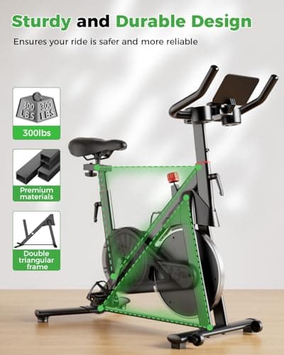 MJWW Exercise Bike, 32-Level Magnetic Resistance Stationary Bikes for Home, Low Noise 300LBS Weight Capacity Workout Cycling Bike for Home Gym with Pad Mount, LCD Monitor, Cup Holder 5