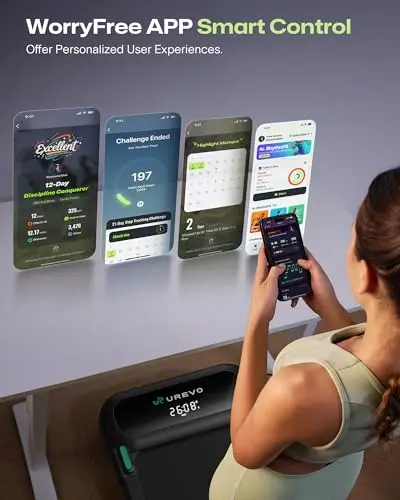 UREVO Auto Incline Walking Pad with AI App, Brushless Quiet Motorized Treadmill for Apartments, 9% Power Incline Standing Desk Treadmill, 12-Point Shock Absorption & Immersive Hiking 6