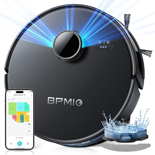 BPMIO 5000pa Robot Vacuum and Mop Combo,3 in 1 Robot Vacuum,LiDAR Navigation,5 Maps,30 No-go Zones, WiFi/App/Alexa,Auto-Charging,Robot Vacuum Cleaner for Pet Hair, Carpet, Hard Floor B15