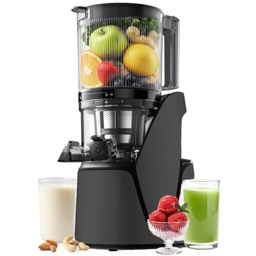 EanOruus Juicer Machines, 3-in-1 Cold Press Juicer with 6.5" Extra Large Chute, 100oz Large Capacity, AC Motor, Makes Juice, Nut Milk & Sorbet, brown