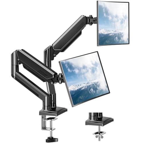 Dual Monitor Mount Fits 17 to 32 Inch Computer Screen, Dual Monitor Arm Hold 4.4-19.8lbs Each, Full Motion Monitor Desk Mounts for 2 Monitors, Gas Spring Monitor Stand, VESA Mount, Freelift