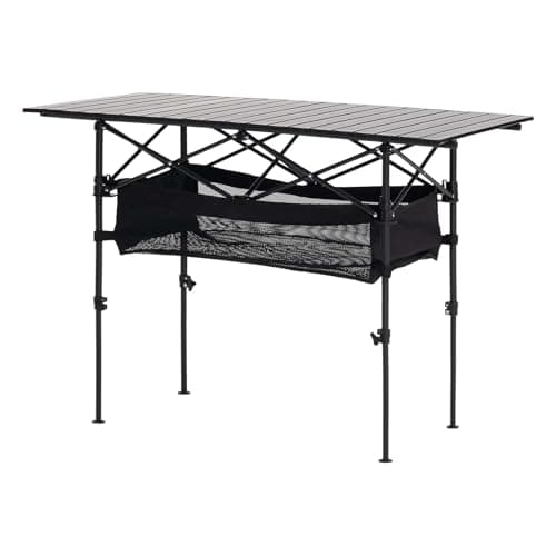 VEVOR Folding Camping Table, Portable Roll Up Side Tables, Lightweight Aluminum Beach Table for Outdoor BBQ Tailgating Picnic, Travel (47 inch-Black) 9