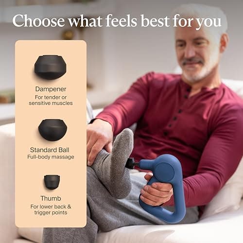 TheraGun Therabody Relief Handheld Percussion Massage Gun - Easy-to-Use, Comfortable & Light Personal Massager for Every Day Pain Relief Massage Therapy in Neck, Back, Leg, Shoulder and Body (Navy) 6