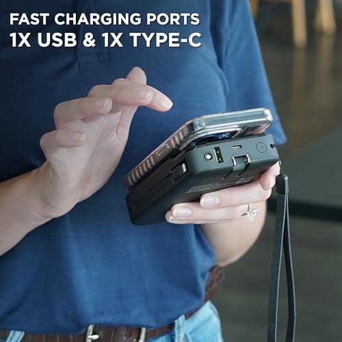 Limitless Innovations Ultimate Pro 15,000mAh Portable Power Bank PD 20W with Built-in Cables, Wireless Charging, Flashlight, Wall Plug, & Digital Display, for iPhone, Samsung, & More (Black Metallic) 9